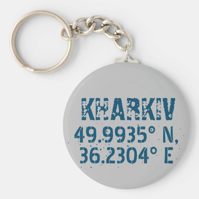 Chaveiro Kharkiv Ucrânia Latitude & Longitude Afetados (Frente)