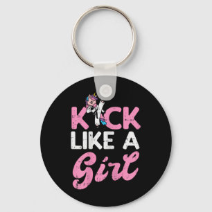 Chaveiro Kick Like Girl Unicorn Karate Taekwondo Martial Ar