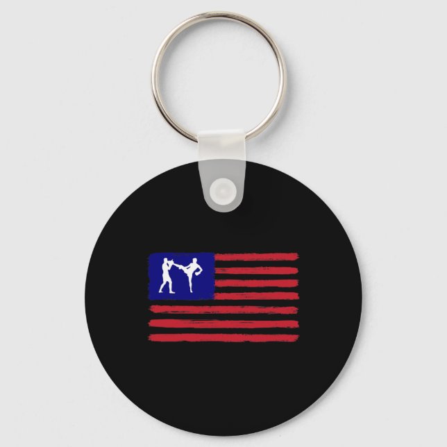 Chaveiro Kickboxing 4 de Julho Patriótico Distressed Americ (Frente)