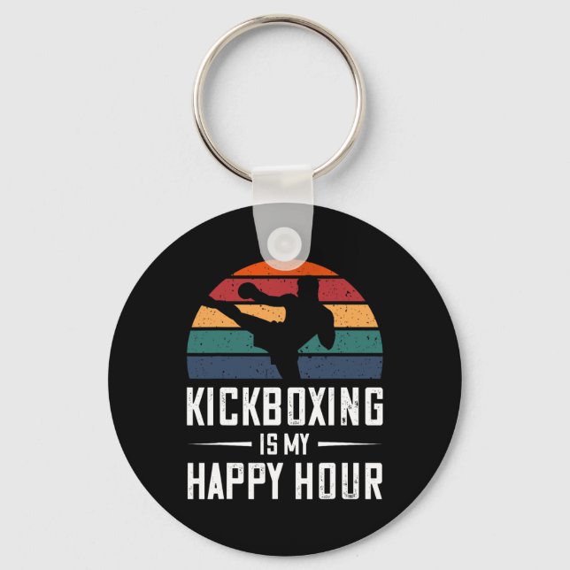 Chaveiro Kickboxing É Minha Hora Feliz Kick Boxing Engraçad (Frente)