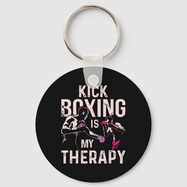 Chaveiro Kickboxing É Minha Terapia Kick Boxing Divertido  (Frente)