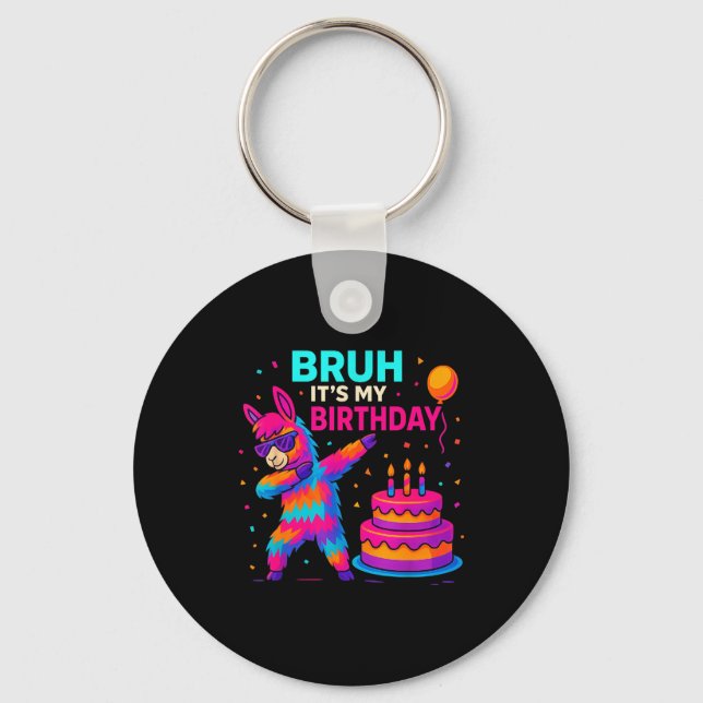 Chaveiro Kids Dabbing Llama Birthday Funny Bday Party Tee  (Frente)