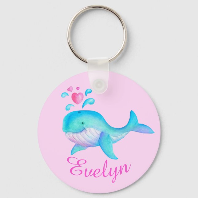 Chaveiro Kids named whale whimsical art keychain (Frente)
