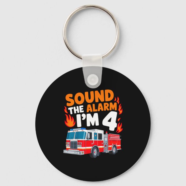 Chaveiro Kids Sound The Alarm I'm 4 Years Old 4th Birthday  (Frente)