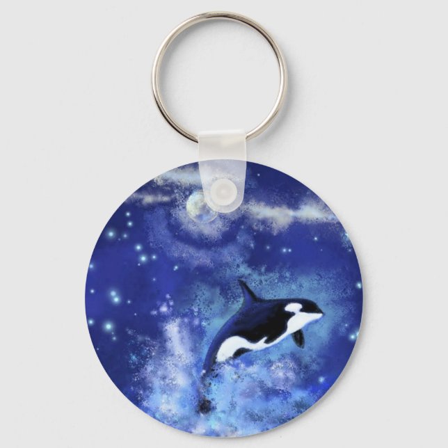 Chaveiro Killer Whales on Full Moon - Add Your Picture/Text (Frente)