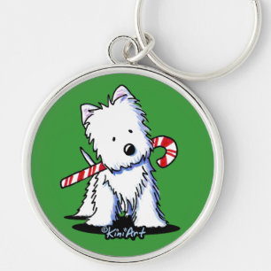 Chaveiro KiniArt Westie Candy Cane Cutie Key Chain