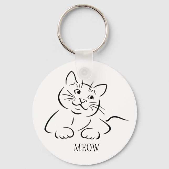 Chaveiro Kitty Cat Clipart | Personalizar texto | Cor Perso (Frente)