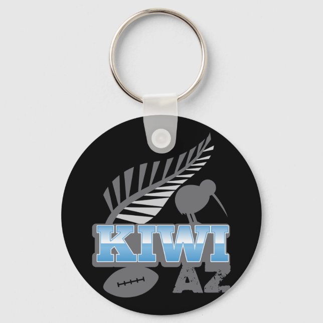 Chaveiro KIWI AZ rugby bird and silver fern New Zealand (Frente)