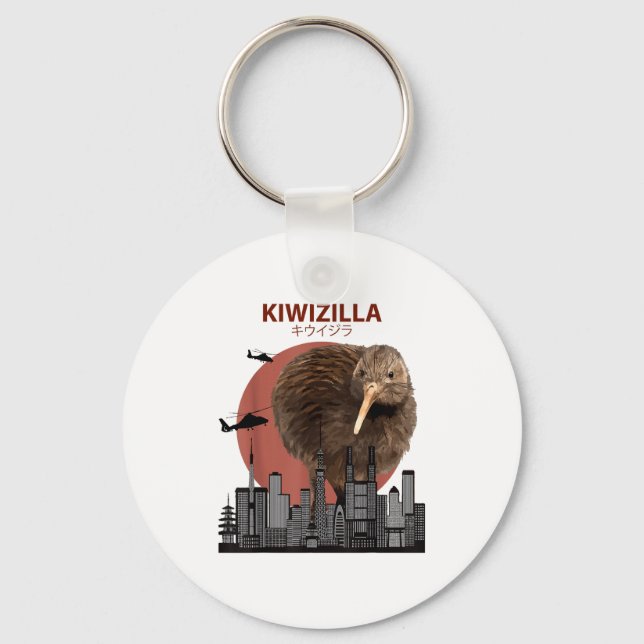 Chaveiro Kiwizilla Funny Kiwi _ New Zealand Bird Lovers Gif (Frente)