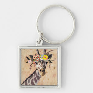 Chaveiro Klimt Giraffe   Coroa De Flores