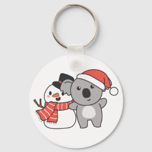 Chaveiro Koala Com Snowman No Inverno Para O Natal Keychai