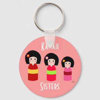 Chaveiro Kokeshi Doll Sisters Cartoon