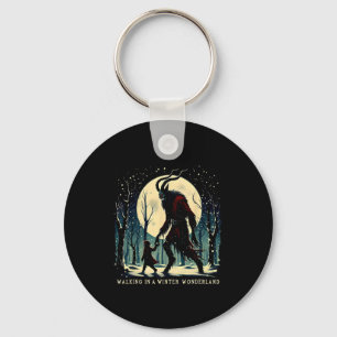 Chaveiro Krampus Escuro Feriado de Inverno Caminhando Em Um