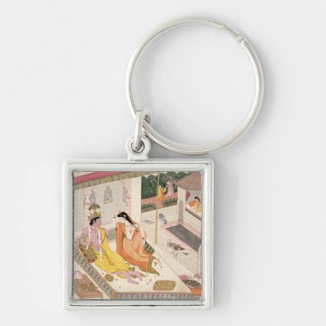 Chaveiro Krishna e Radha em uma cama em um palácio do (Frente)