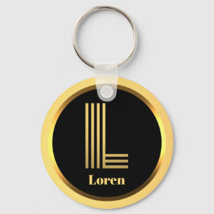 Chaveiro L Monograma Dourado Personalizado