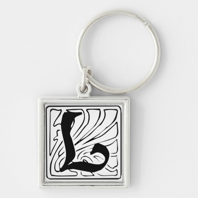 Chaveiro L Monogramm schwarz weiß Schlüsselanhänger (Frente)