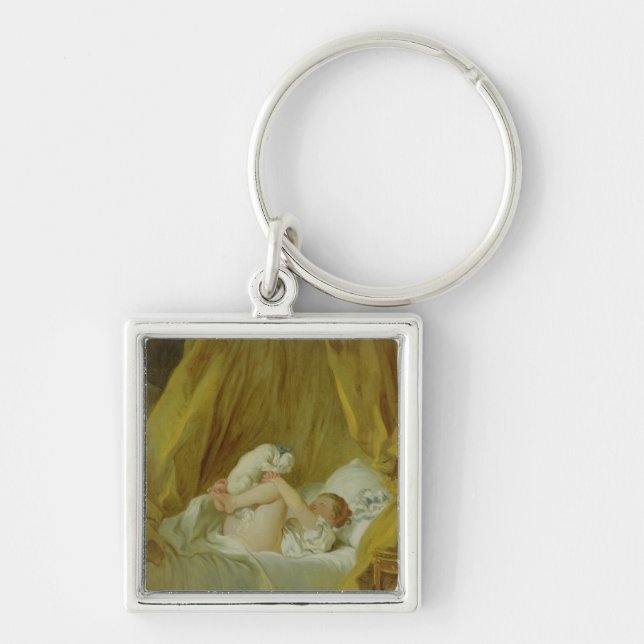 Chaveiro "La Gimblette", menina com um cão, c.1770 (óleo no (Frente)