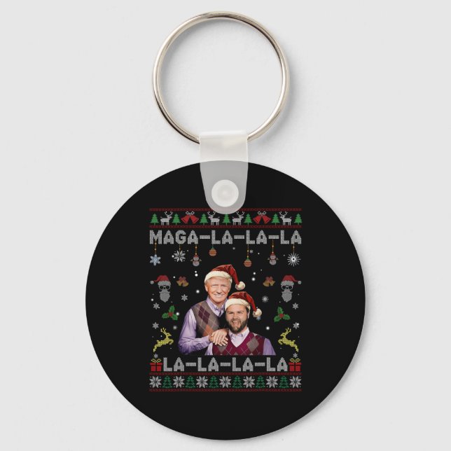 Chaveiro La La Donald Trump Potus 47 Ugly Christmas Swea (Frente)
