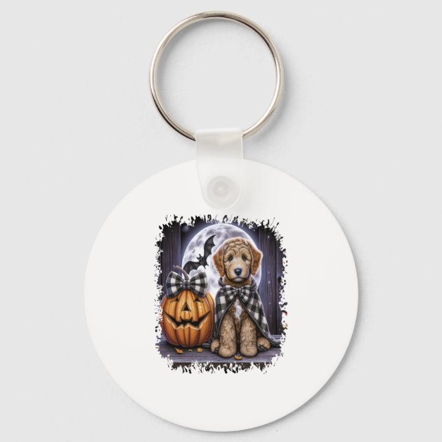 Chaveiro Labradoodle Dog Halloween Square (Frente)