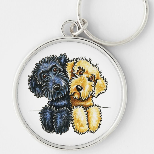 Chaveiro Labradoodles Preto Amarelo Vinculado (Frente)