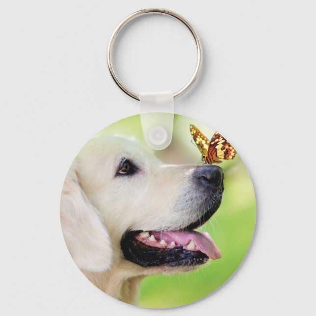 Chaveiro Labrador E Travesseiro decorativo De Borboleta (Frente)