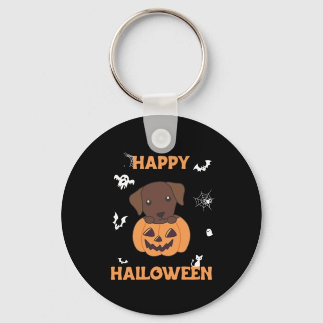 Chaveiro Labrador Em Cachorros Bons Felizes Halloween (Frente)
