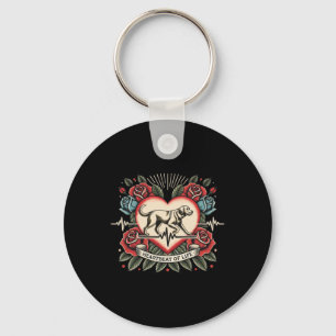 Chaveiro Labrador Heartbeat Tattoo Retro Rosa Cão Lover Lo