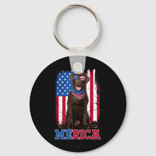 Chaveiro Labrador Patriótico 4 De Julho EUA Choco Patriótic