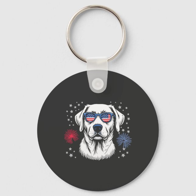 Chaveiro Labrador Patriótico com Óculos de Sol EUA (Frente)