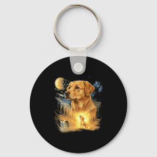 Chaveiro Labrador retriever uivando para a lua vintage