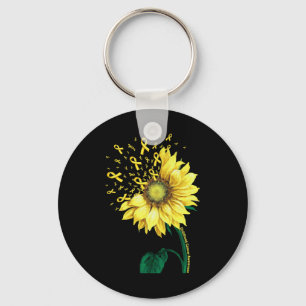 Chaveiro Laço Amarelo Flor de Girassol de Conscientização d