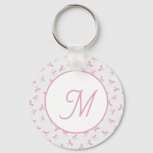 Chaveiro Laço de água-forte rosa Coquete franzido monograma