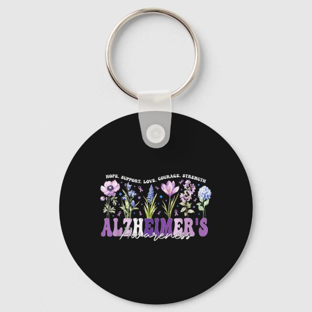 Chaveiro Laço de Flores Roxas Apoia Conscientização do Alzh (Frente)