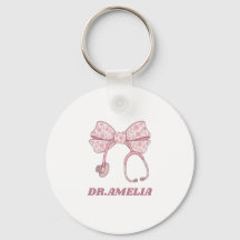 Laço Floral Rosa Stethoscope Nome do Médico Design