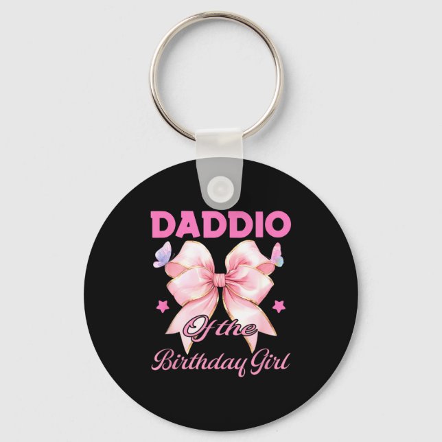 Chaveiro Laço rosa coquete de aniversário Daddio combinando (Frente)
