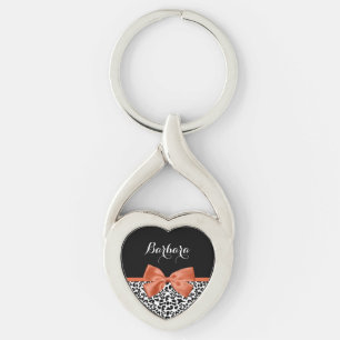 Chaveiro Lacre Laranja Queimado Estampa de Leopardo Chic Co