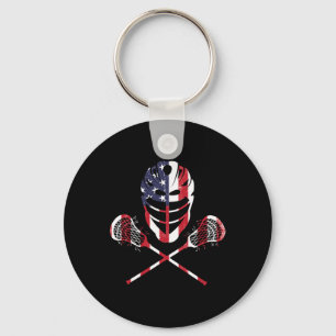 Chaveiro Lacrosse Bandeira Americana Capacete Lax Sticks 4