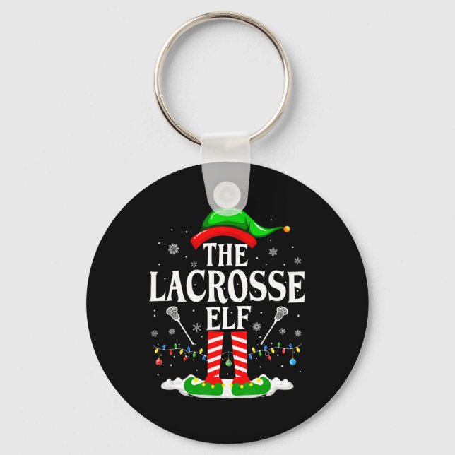 Chaveiro Lacrosse Elf Funny Matching Xmas Lacrosse Chri (Frente)