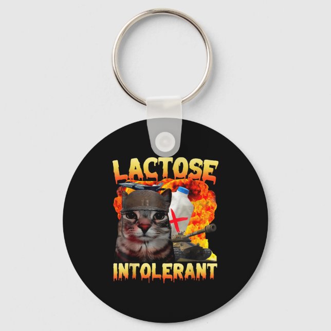 Chaveiro Lactose Intolerant Silly Cat Meme Funny Saying Cat (Frente)