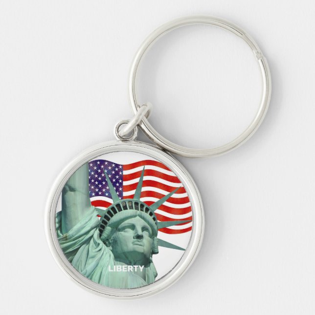 Chaveiro Lady Liberty e a bandeira americana (Frente)
