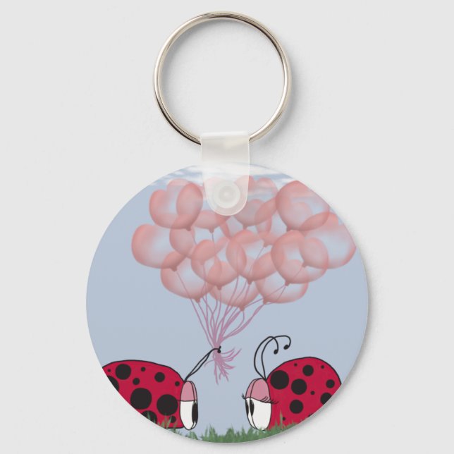 Chaveiro Ladybug Adorável Com Buquê De Balão Rosa Bonito (Frente)