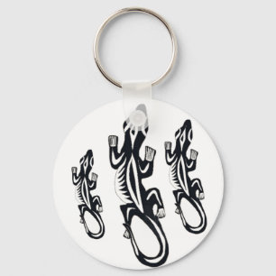 Chaveiro Lagarto estilo tribal preto e branco