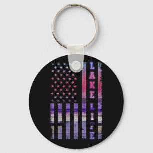Chaveiro Lago Life American Flag Dock Sunset Wakeboarder