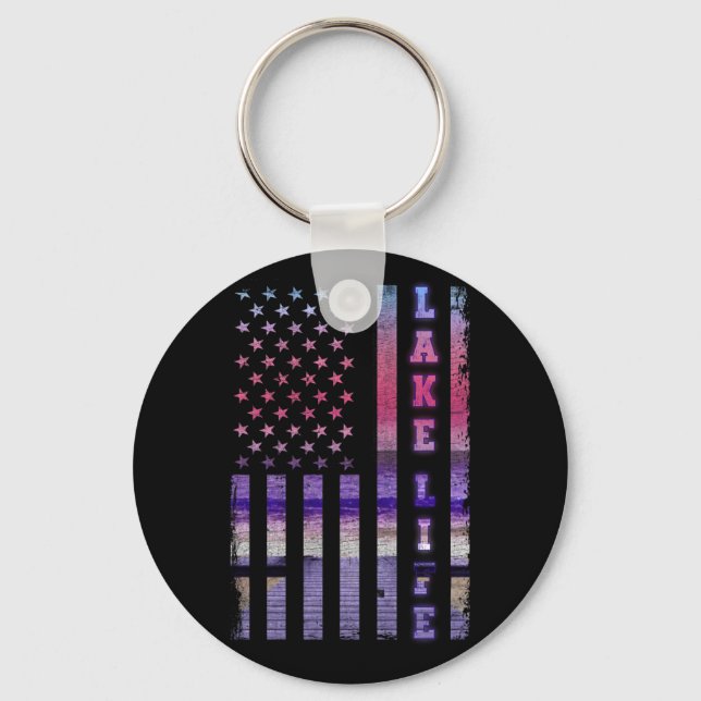 Chaveiro Lago Life American Flag Dock Sunset Wakeboarder (Frente)