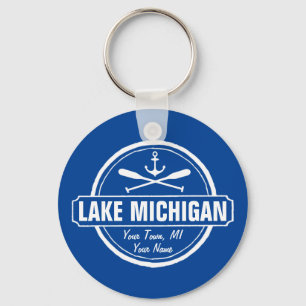 Chaveiro Lago Michigan, cidade personalizada, nome, âncora,