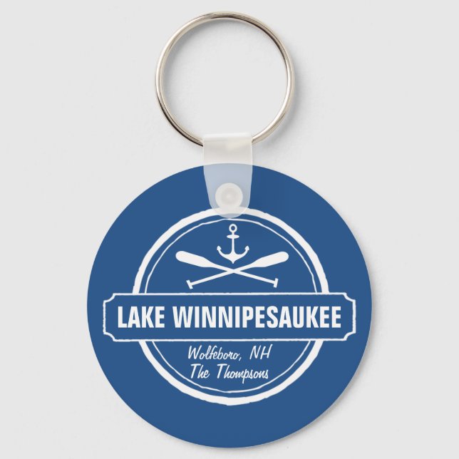 Chaveiro Lago Winnipesaukee NH cidade personalizada, nome,  (Frente)