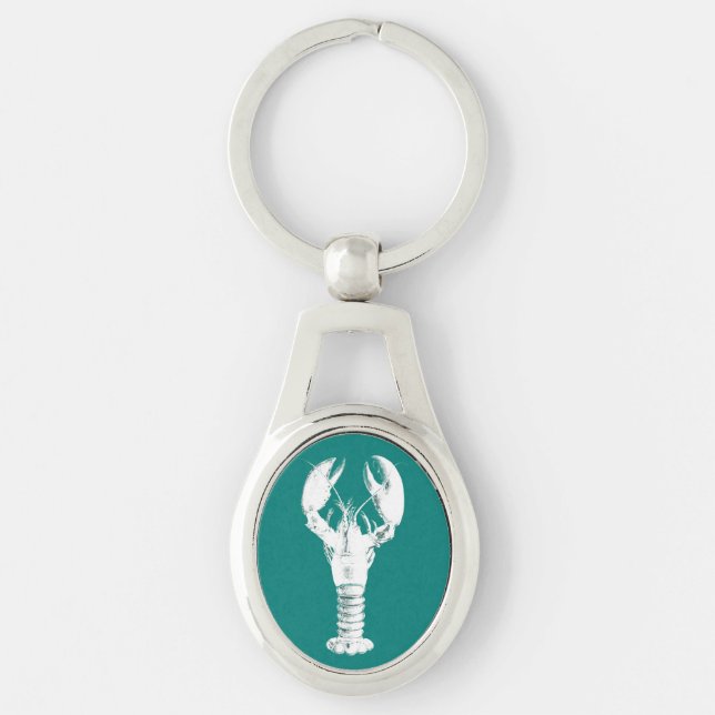 Chaveiro Lagosta Branca em Turquesa/Teal (Frente)