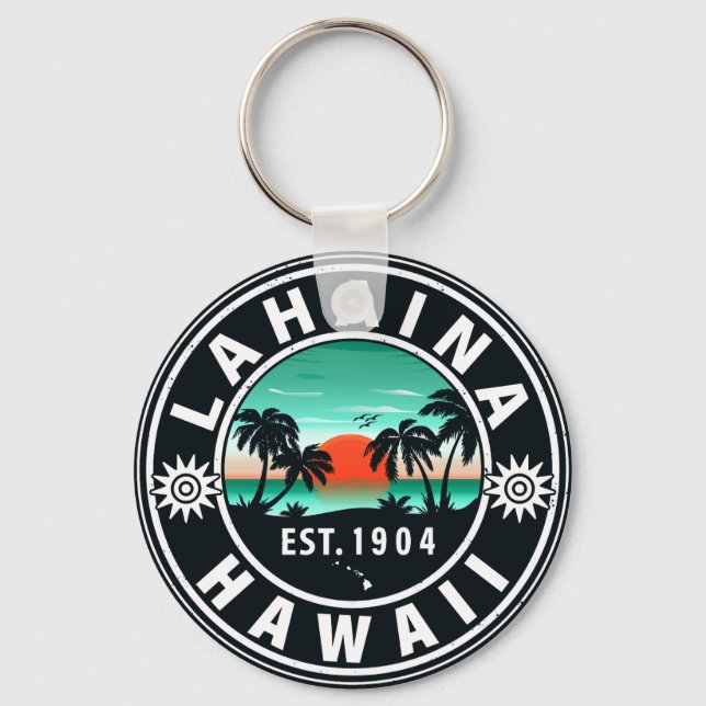 Chaveiro Lahaina Hawaii Beach Retro Sunset Souvenir 60 anos (Frente)