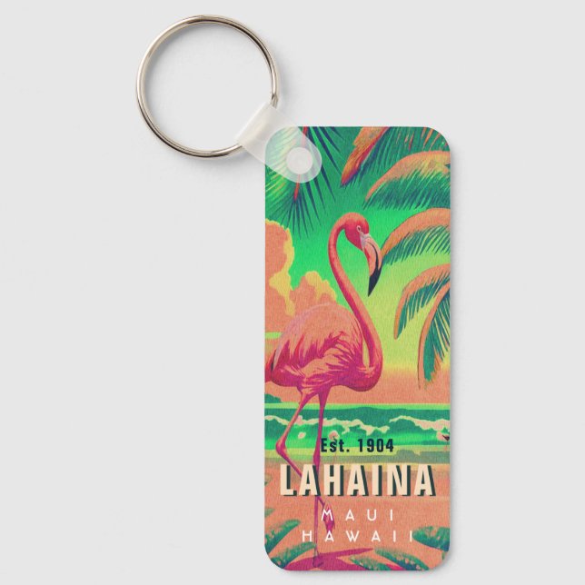 Chaveiro Lahaina Maui Hawaii Retro Flamingo Souvenir 1950 (Frente)