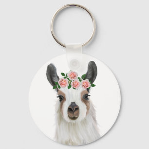 Chaveiro Lama Bonito Fluffy Com Rosa